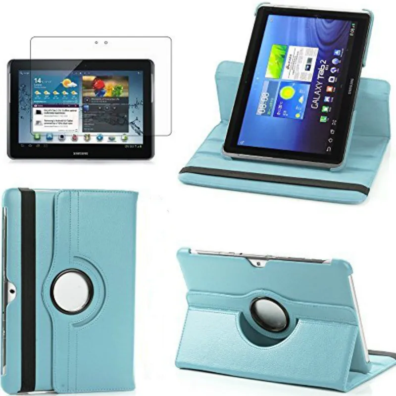 Для samsung Galaxy Tab 2 10,1 чехол P5100 P5110 P7500 P7510 360 Вращающийся умный чехол из искусственной кожи чехол из закаленного стекла(не бесплатно