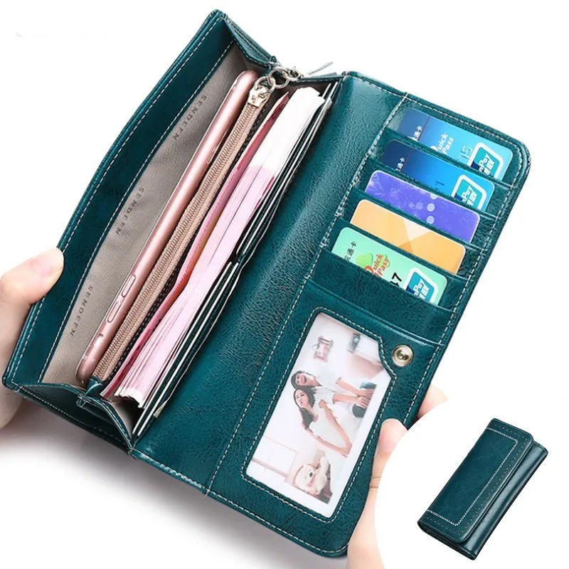 

Fashionable Genuine Leather Wallet Women Wallets Long Zipper Purse Coin Pocket Clutch Money Bags Card Holder Carteira Feminina