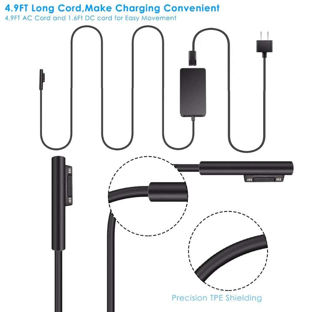 Зарядное устройство SOONHUA 15V 4A 65W для Surface Pro 4/Pro 3/Pro 5 US Plug адаптер зарядного