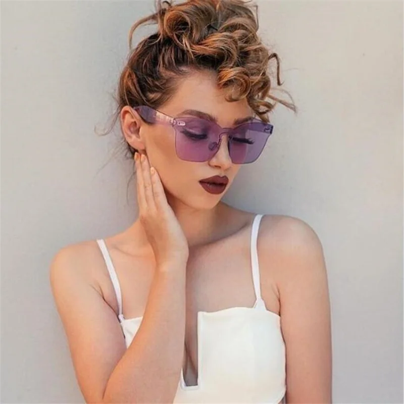 

Hot Fashion Brand designer sunglasses women Summer Rimless Square Shades Sun glasses Eyewear sunshines Luxury Sunglasses woman