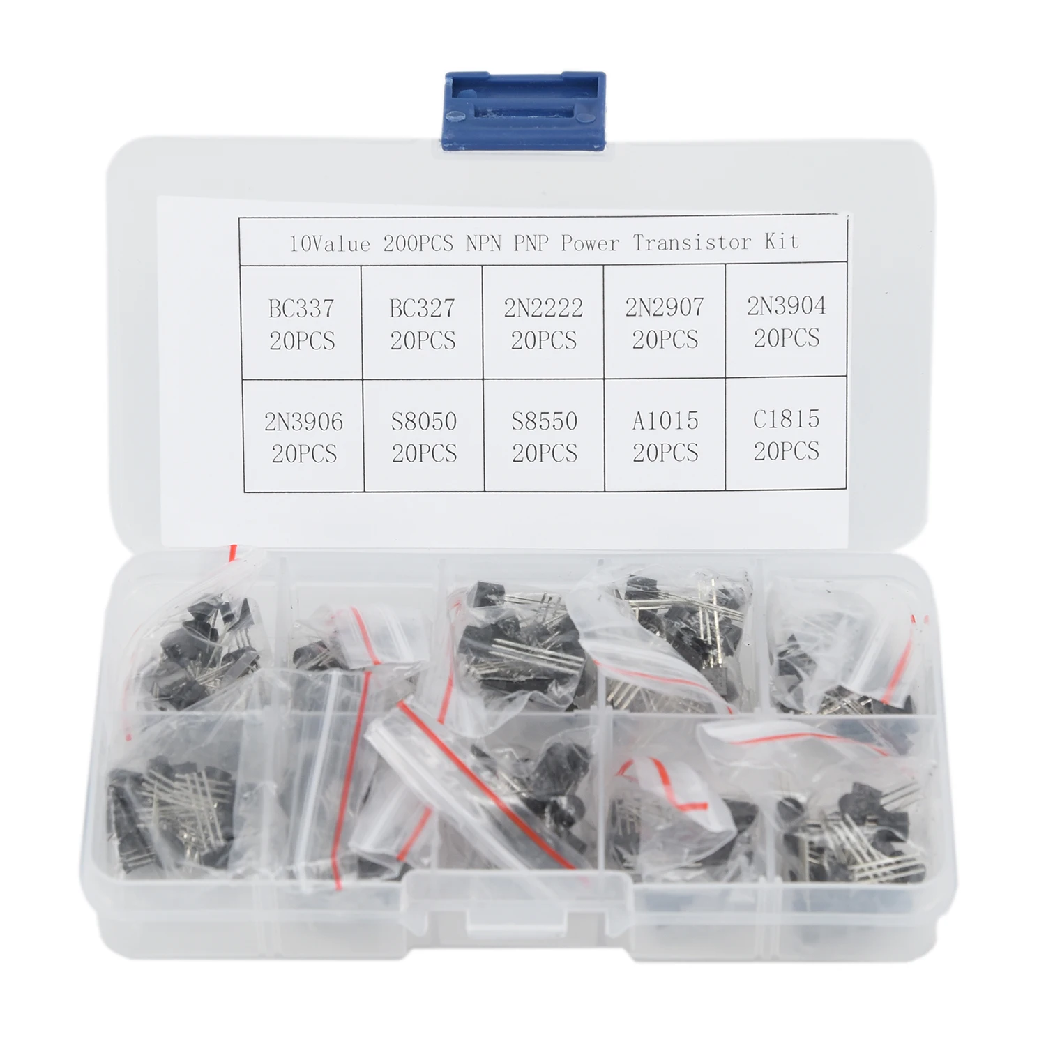 

200pcs(10 Values x20) Power Transistor Assortment Kit Box BC337 BC547 2N2222 NEW