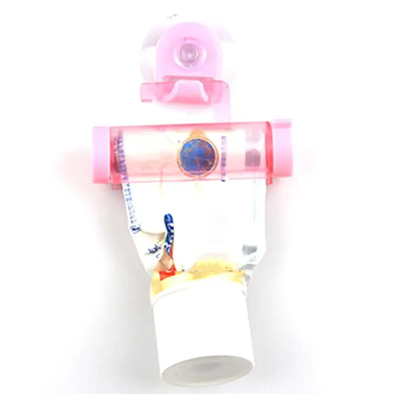 

1PC Creative Plastic Rolling Tube Squeezer Toothpaste Dispenser Sucker Holder Dental Cream Bathroom Manual Syringe Gun Dispenser