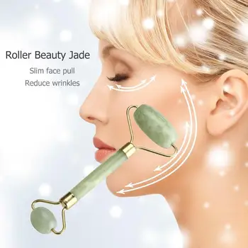 

1Pc Facial Massage Jade Roller Face Neck Natural Stone Health Care Body Gua Sha Board Beauty Tool Slimming