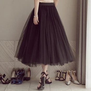 

Fashion Women High Waist Lace Princess Fairy Voile Bouffant Skirt Girls Dream Sweet Pure Color Long Skirt Ball Gown 2020 New