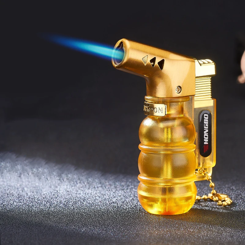 Visible Gas Butane Jet Lighter Turbine Torch Lighter Fireproof Windproof Spray Gun Metal Lighter 1300 C Gas Free Cigarette Acces