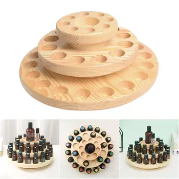 

Three Layers Essential Oil Storage Box 39 Slots Circle Wooden Case Aromatherapy Organizer Solid Wood Display Stand