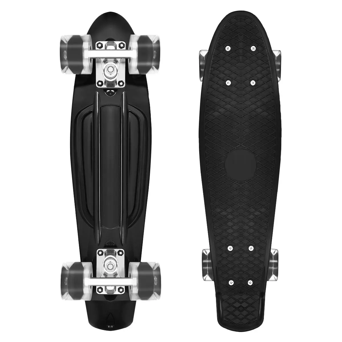 

LED Lights 22 Inch Mini Plastic Board Skate Board PU Wheel Cruiser Complete Skateboard Sports Children Kids Gifts Black