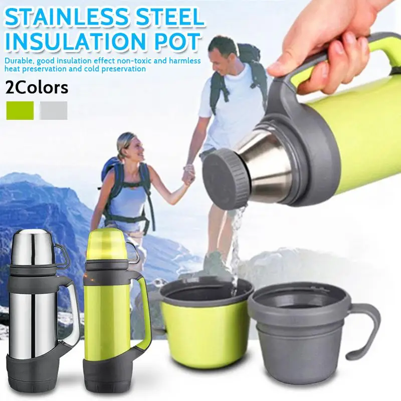 

Thermal Cup 304 Stainless Steel Vacuum Flasks Thermoses Outdoor Camping Large Capacity 1200ML Sports Kettle With Handle