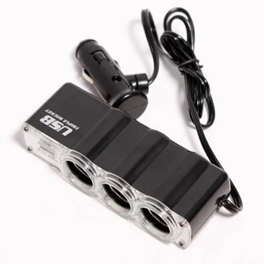 

Car One To Three +usb Port Cigar Power Adapter Power Indicator Light