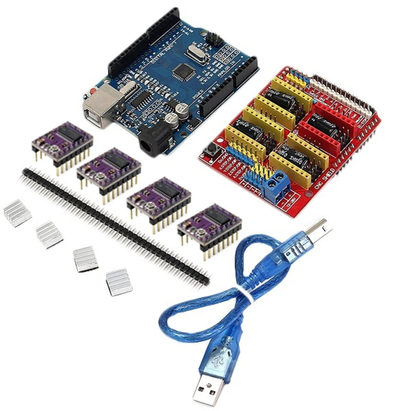 

CNC Shield Expansion Board + 4 X DRV8825 Driver + R3 Board With 1pc USB Cable Kit For-Arduino 3D Printer