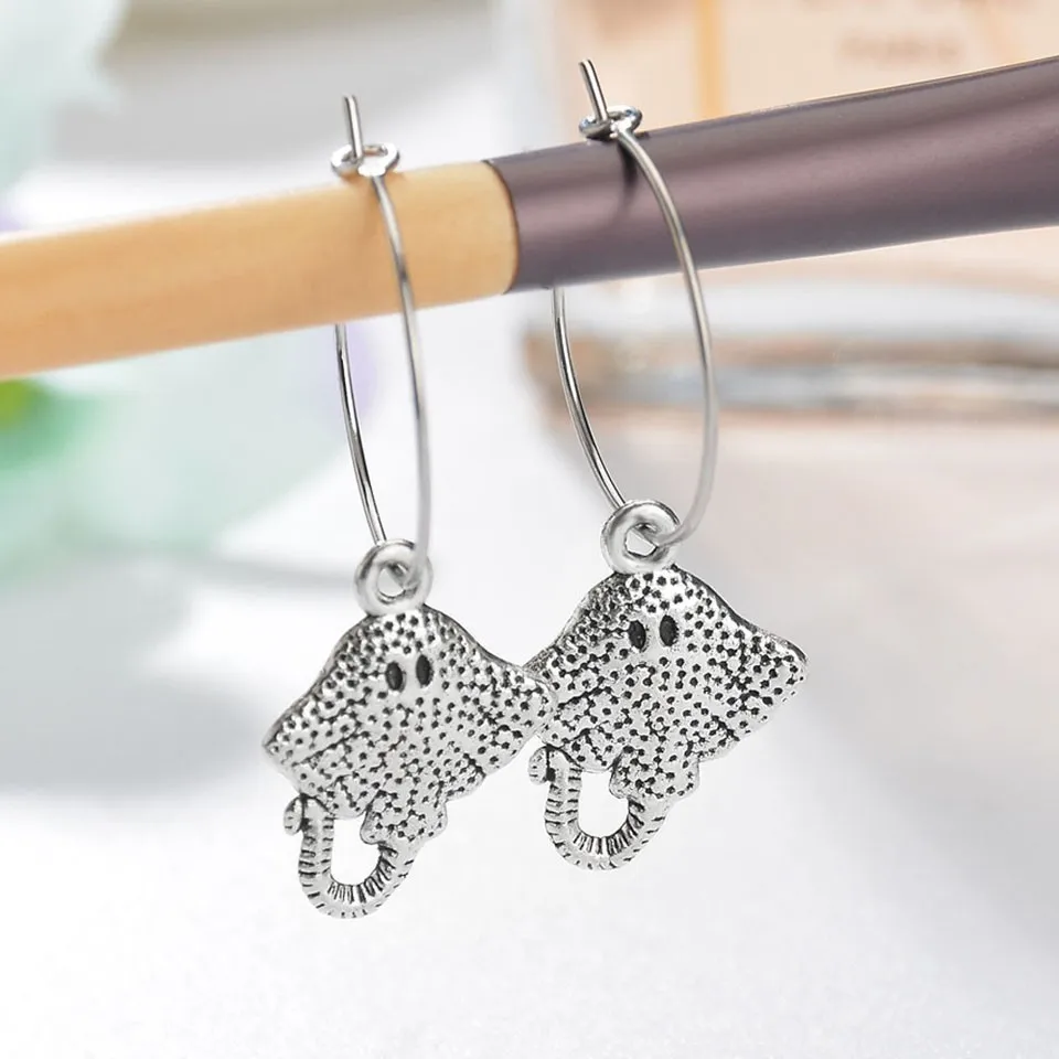 

Women Fashion Cute Elephant Drop Earrings Silver Color Alloy Animal Serious Jewelry Handmade Party Jewelry Gifts For Lovers