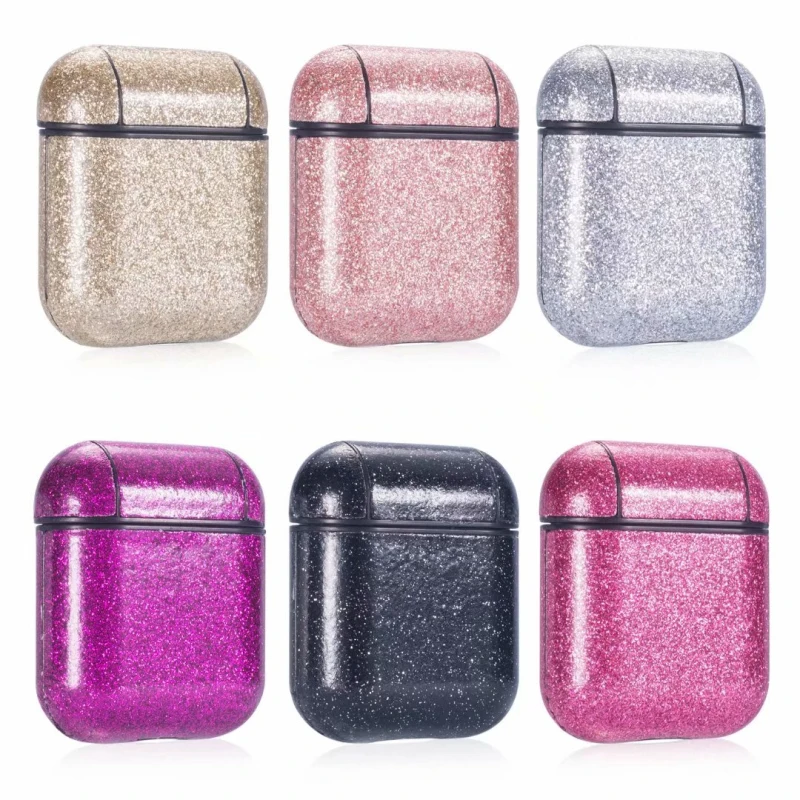 

Earphone Case For Apple Airpods For Air Pods Glitter Leather Headphone Protective Cover Case for iphone 7 X Headset Accessories