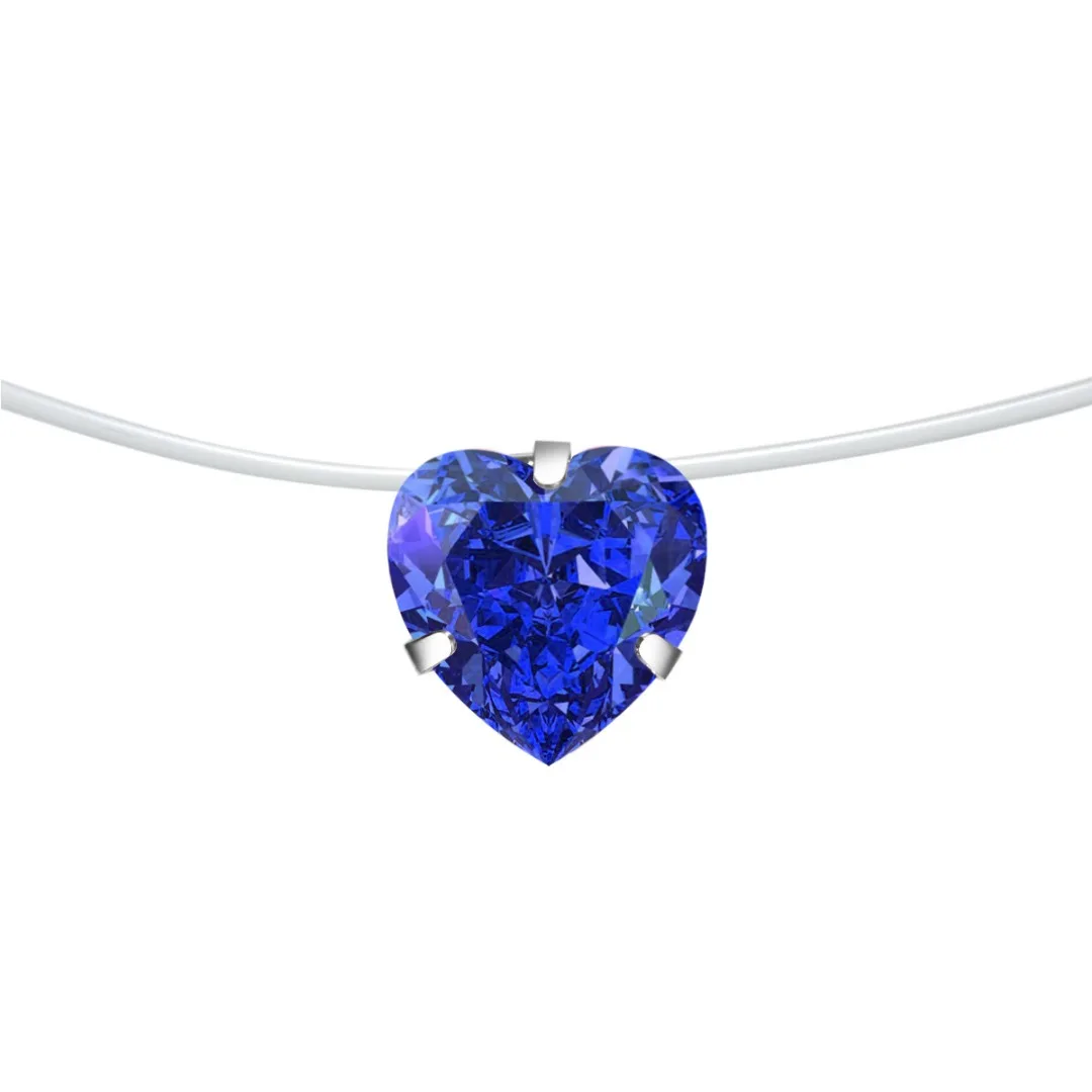 Модный, элегантный, Кристальный кулон в форме сердца ожерелье рыболовная леска невидимая Женская цепочка на ключицы ожерелье простое ювелирное изделие подарок