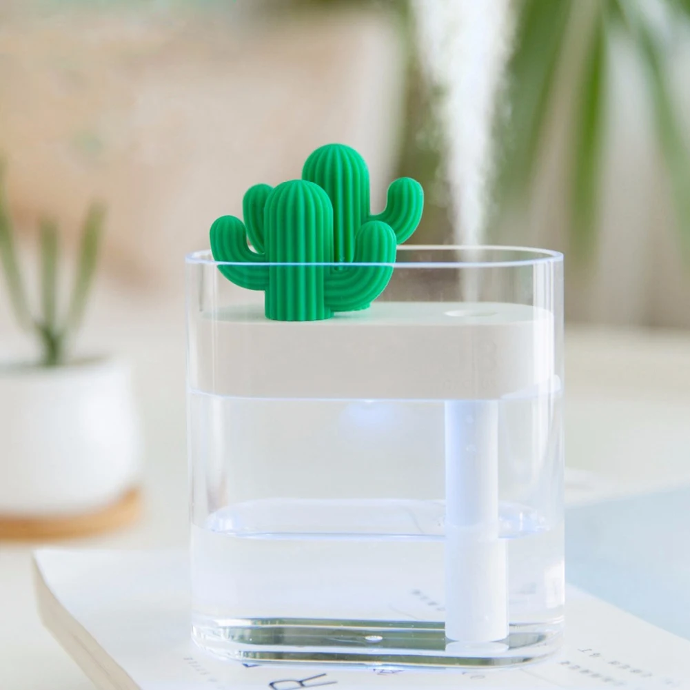 

160ml Ultrasonic Air Humidifier Clear Cactus Color Light USB Essential Oil Diffuser Car Purifier Aroma Diffusor Anion Mist Mak