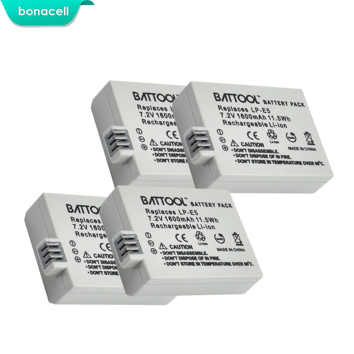 Аккумулятор Bonacell 7,2 V 1600mAh LP-E5 LPE5 LP E5 для камеры Canon EOS Rebel XS, Rebel T1i, Rebel XSi, 1000D, 500D, 450D, L50