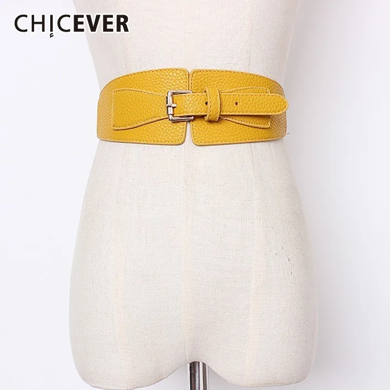 

CHICEVER Summer Pu Leather Patchwork Elastic Waist Belt For Women Buckle Belts Solid Female Style 2019 Fashion New Tide