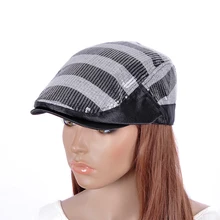 M529 лето/весна широкая черная и белая полосатая черная шляпа с блестками и полями Кепка-восьмиклинка