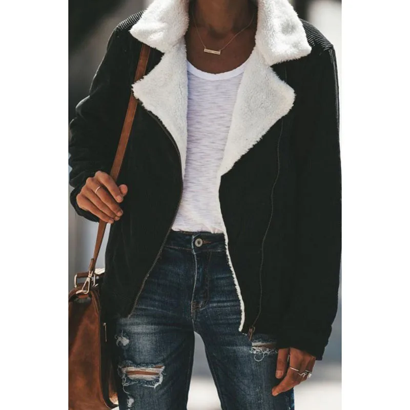 

New Women Ladies Warm Winter Wear Teddy Bear Fleece Tops Solid Color Jacket Zip Up Oversize Outwear Coats