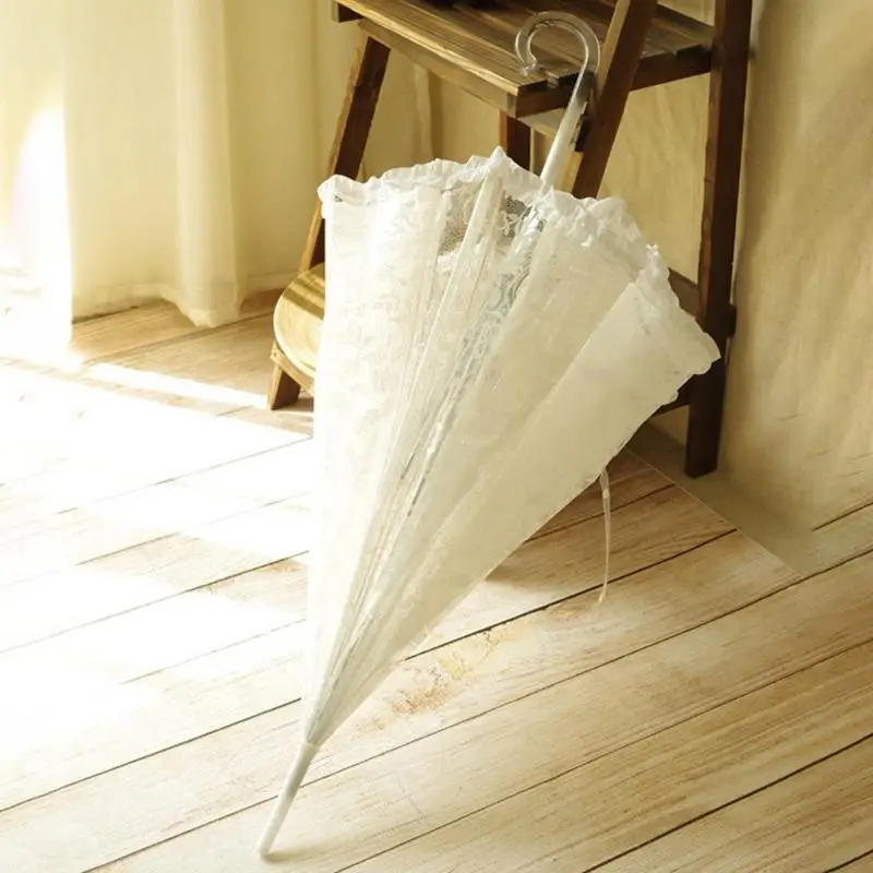 

Transparent Lace PVC Umbrella with Exquisite Long Umbrella Cap and Semi-Automatic Spring Shock Absorption Design