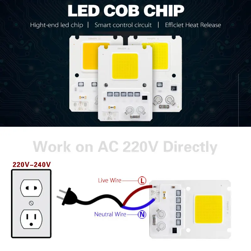 2 шт. светодио дный удара шарика чип 20 Вт 30 Вт 50 Вт Smart IC 220 В 230 В 240 В светодио дный чип для DIY светодио дный прожектор холодный белый теплый белый