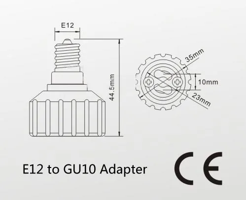E12 To GU10 LED Lamp adapter dimension