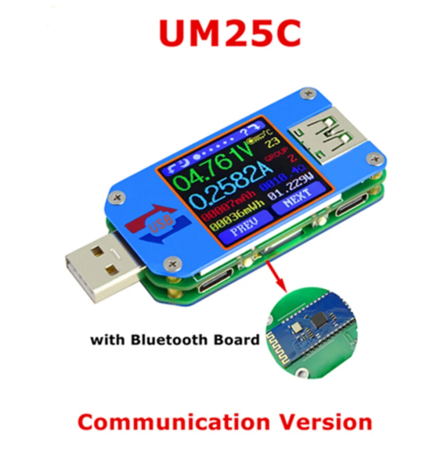 UM25 UM25C Для APP USB 2,0 Тип-C ЖК-дисплей Вольтметр Амперметр Напряжение измеритель тока, для батареи зарядки измерения Кабельный тестер сопротивления