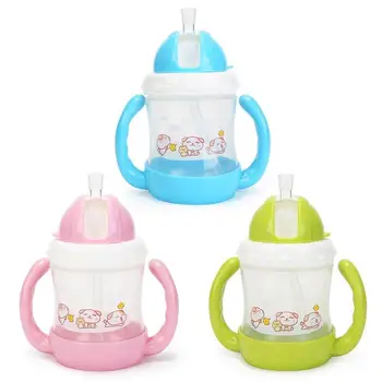 

180/240/260ml Baby Solid Feeding Cup Kid Drinking Training Milk Bottles with Straw Plastic Children Leakproof Straw Water Bottle
