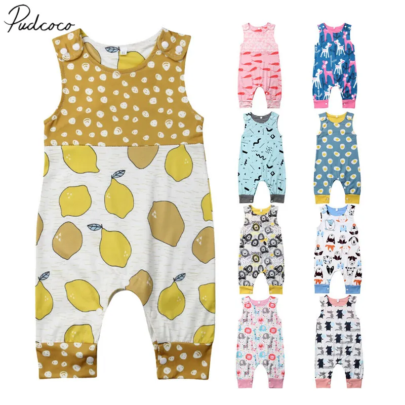 

2019 Brand New Infant Toddler Newborn Baby Kids Girl Boy Floral Romper Jumpsuit Playsuit Cute Sleeveless Summer Cartoon Sunsuit