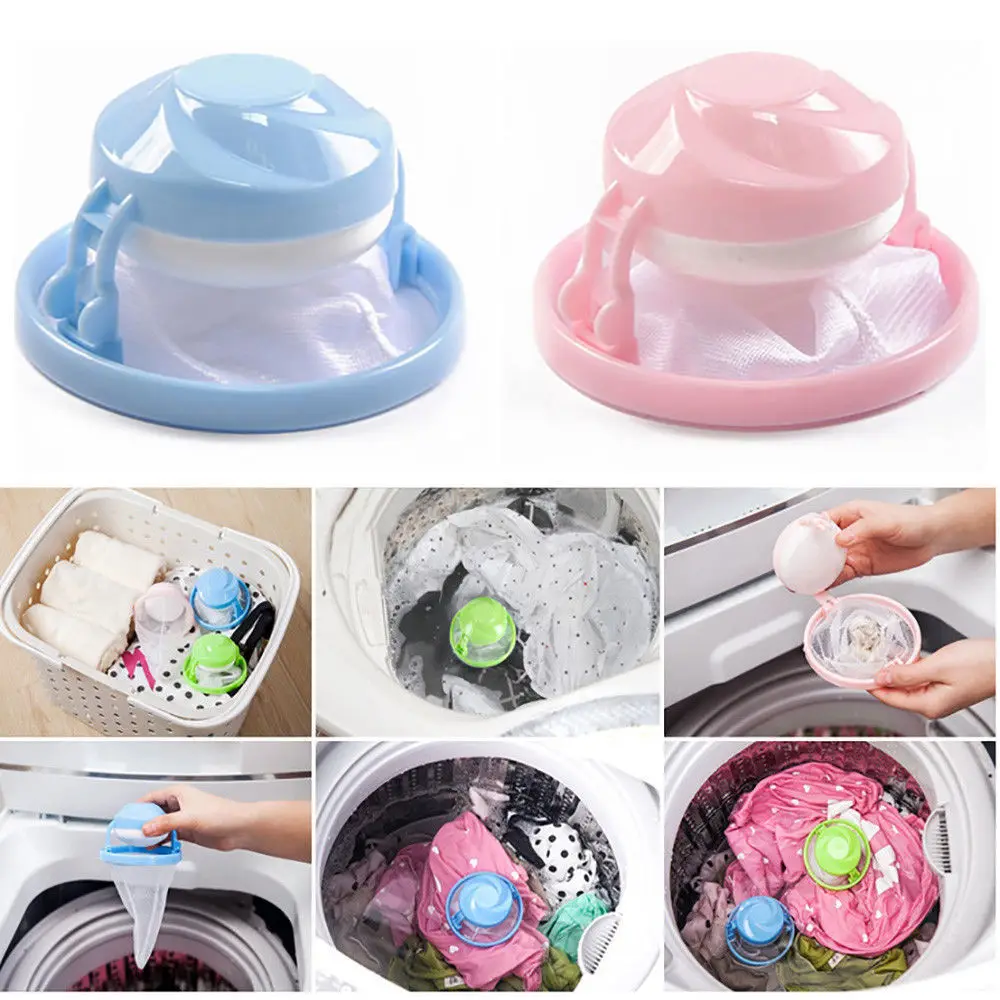 

Home Floating Lint Hair Catcher Mesh Pouch Washing Machine Laundry Filter Bag