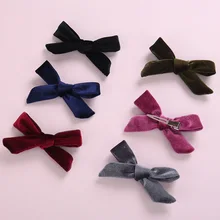Diadema o Clip de lazo de Nylon anudado a mano de terciopelo para otoño e invierno, horquillas de terciopelo para niñas, accesorios para el pelo de niños