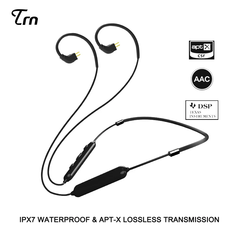 Беспроводной Bluetooth-кабель TRN BT10 водонепроницаемый кабель IPX7 Hi-Fi наушники 0 75/0 78 мм