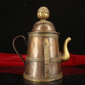 

Chinese Old Antique Tibet Temple Tower Copper Handmade Teapot