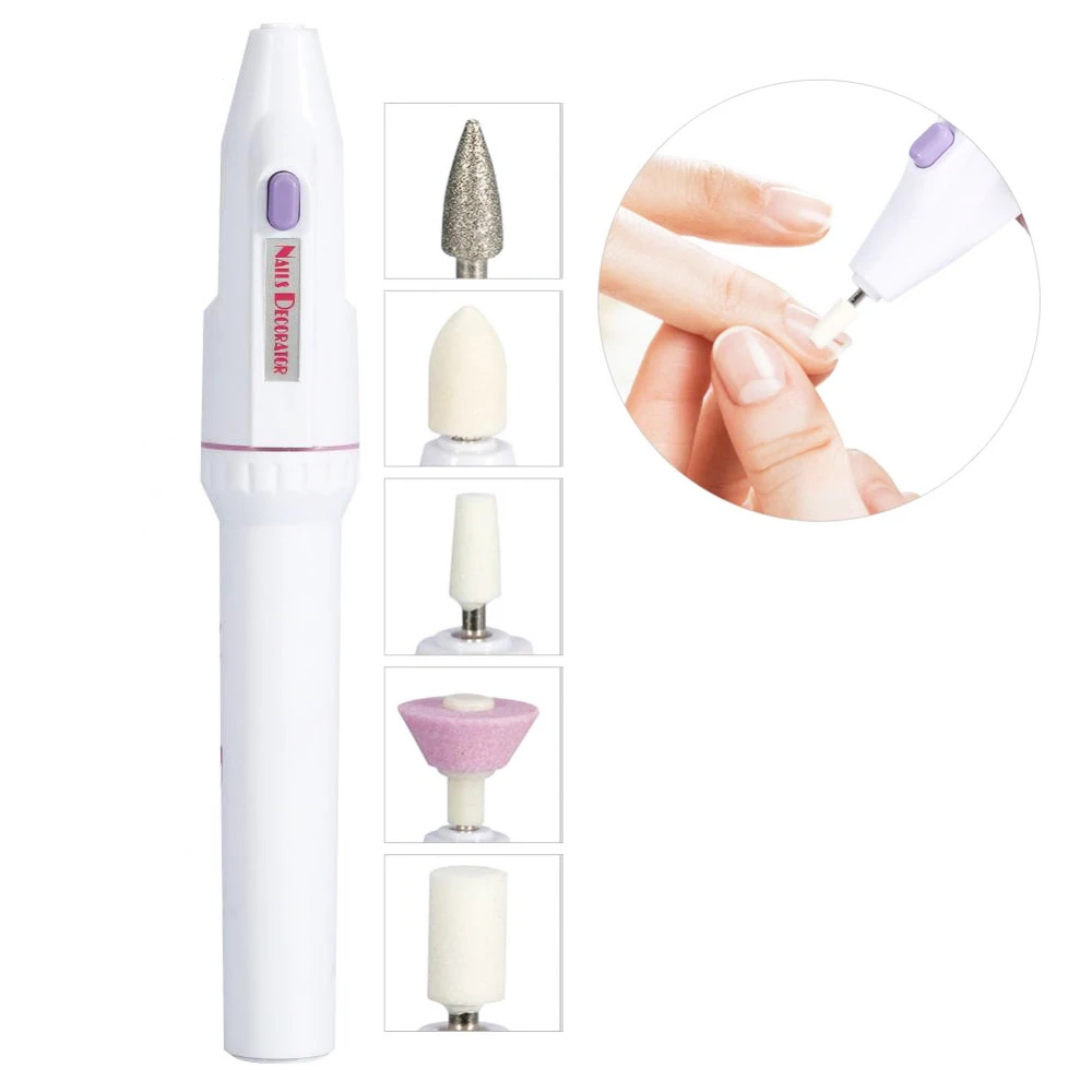 

Pro 5 in 1 Electric Nail Drill Bits Manicure Set With Ceramic Stone Metal Pedicure Nail File Cutters Apparatus Nail Accessorie a