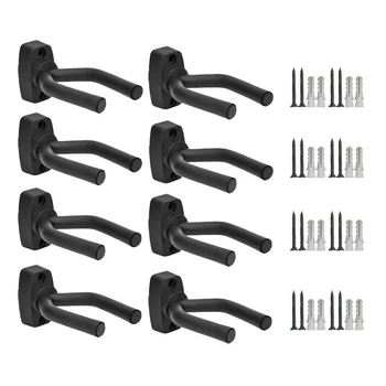 

8 x Guitar Hanger Hook Holder Wall Mount Display Acoustic Guitar Stand Ukulele Bass Mandolin Banjo Wall Mounts Hangers Black