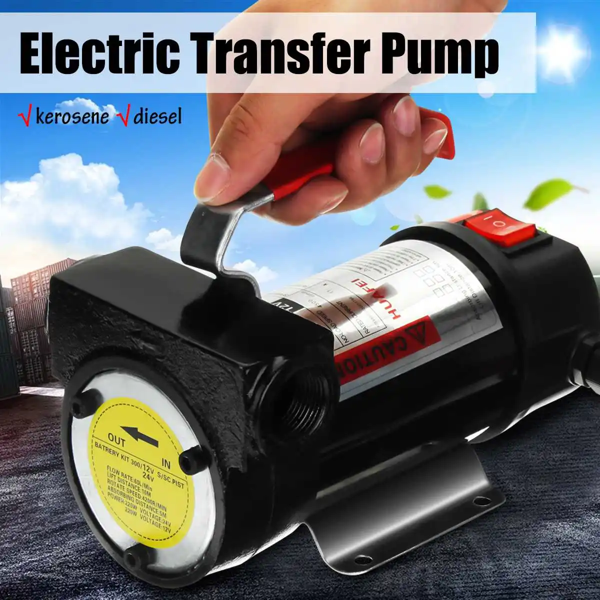 

12V Portable Electric Transfer Pump Kit Fluid Extractor Auto Oil Transfer Pump Kit Plubing 50L/min