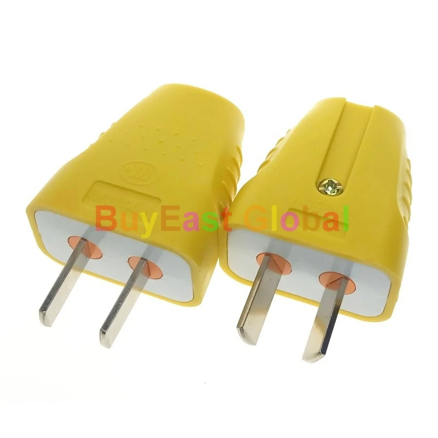 

(1 PC) Australian, New Zealand, China 2 Flat Pin DIY Rewireable Power Plug AC100~220V 10A Yellow Color