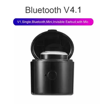 

V1 Single Bluetooth 4.1 Headpset Wireless Mini Invisible Earpiece In-ear Business Earbud Earphone with Mic/Case New Arrival
