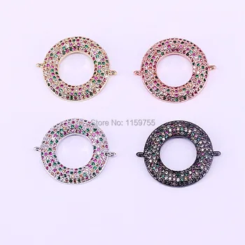 

10Pcs Fashion Micro Pave CZ Round Circle Connector Charm Connector Women Jewelry Findings