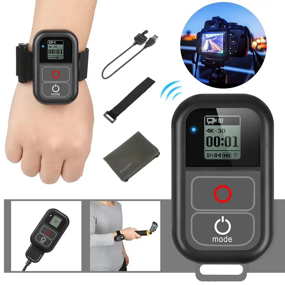 

New Suptig Waterproof WIFI Remote Control For Gopro Hero 6 Hero 5 4 3+ 3 / 4 Session 5 Session Camera For Gopro Hero 7 Black