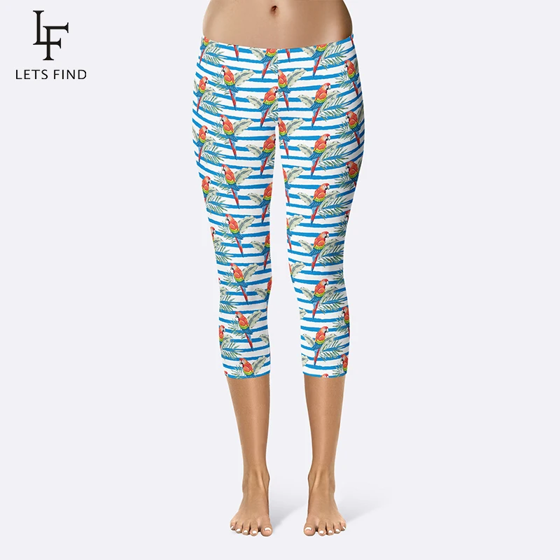 Fashion Summer Women Capri Leggings Bird Printing Mid-Calf 3/4 Mid Waist Plus Size Soft Pants High Street Leggings Fashion Summer Women Capri Leggings Bird Printing Mid-Calf 3/4 Mid Waist Plus Size Soft Pants High Street Leggings