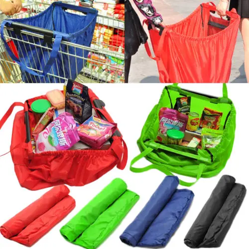 

Foldable Reusable Supermarket Shopping Handbag Trolley Grocery Grab Clips Bag Hot New Big Space Foldable Handle Bag Shopping Use