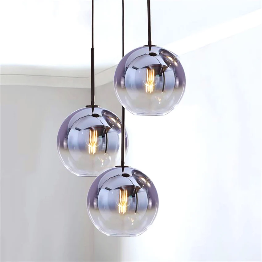 

Nordic LED Pendant Light LightingtSilver Gold Glass Pendant Lamp Ball Hanging Lamp Kitchen Fixtures Dining Living Room Luminaire