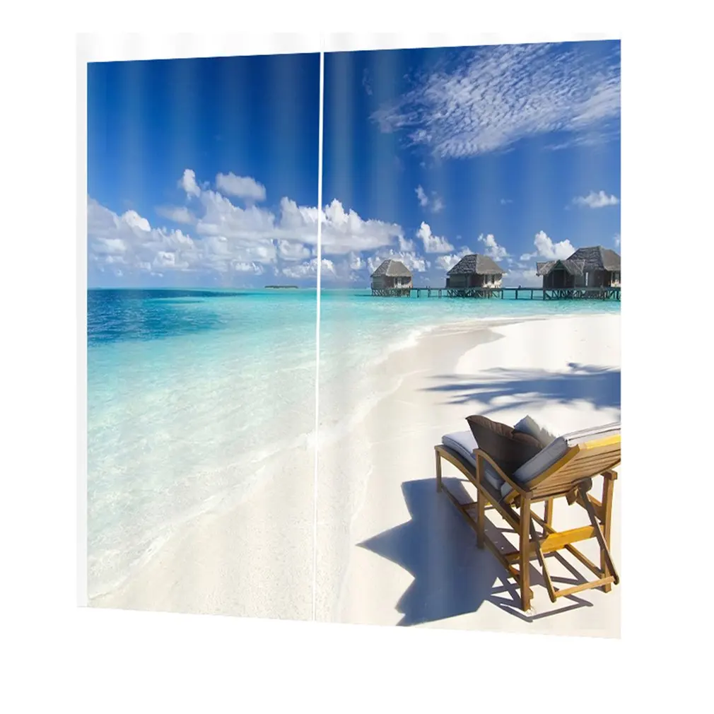 

DZ04143D Multicolored Sunny Beach Digital Printing Waterproof Mildew Shower Curtain140*100