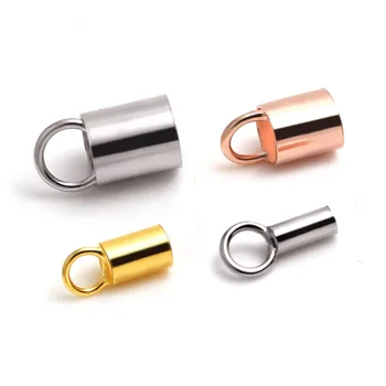 

100Pcs Silver Leather Cord Tube Necklace Bracelet Discount Manual DIY Head And Tail Pipe Joint Connection Buckle Accessories