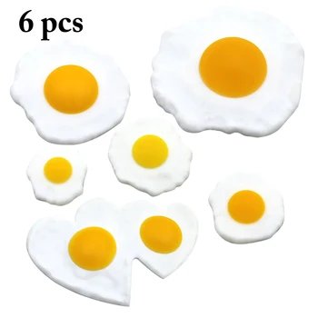 

6PCS Simulation Poached Egg Omelette Extra Large + Double Yellow + Large + Medium + Small + Mini Simulation Food Home Decoration