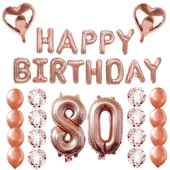 

1 Set 80 Birthday Decorations Rose Gold Foil Jumbo Number Balloons Party Decorations for Bridal Shower Anniversary