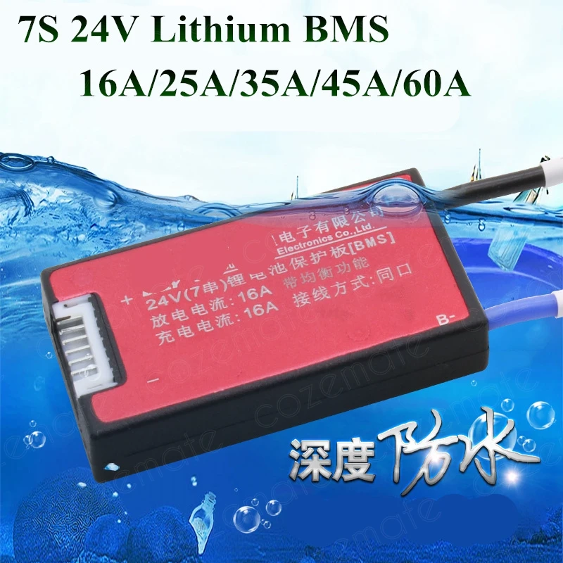 7S BMS 24 В литиевый 7s в 16A 25A 35A 45A 60A разрядный аккумулятор 25 6 Bms защита для лодки