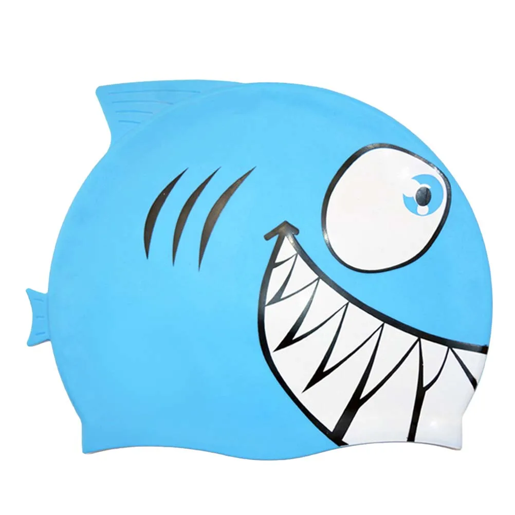 Kid Elastic Silicone Swimming Swimwear Bathing Cap Fish Shape Swim Hat !