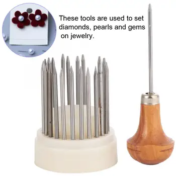 

Professional 23PCS Metal Beading Grain Jewelry Tools Set Jewelry Making Tool for Jeweler Diamond Stone Beads Setting Graver Tool