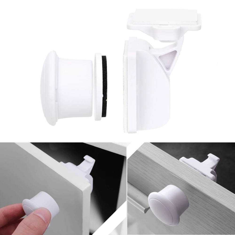 

4/8pcs lock+1/2key Childproof Invisible Drawer Latches Magnetic Cupboard Locks Children Protection Kids Safety Cupboard